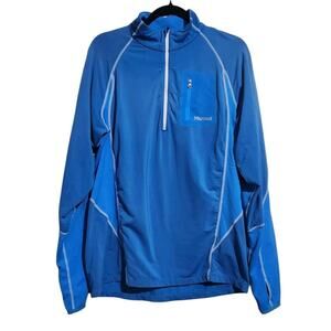 Marmot Shirt Men's Large Blue Two Tone Tech Lightweight ¼ Zip Pullover Baselayer